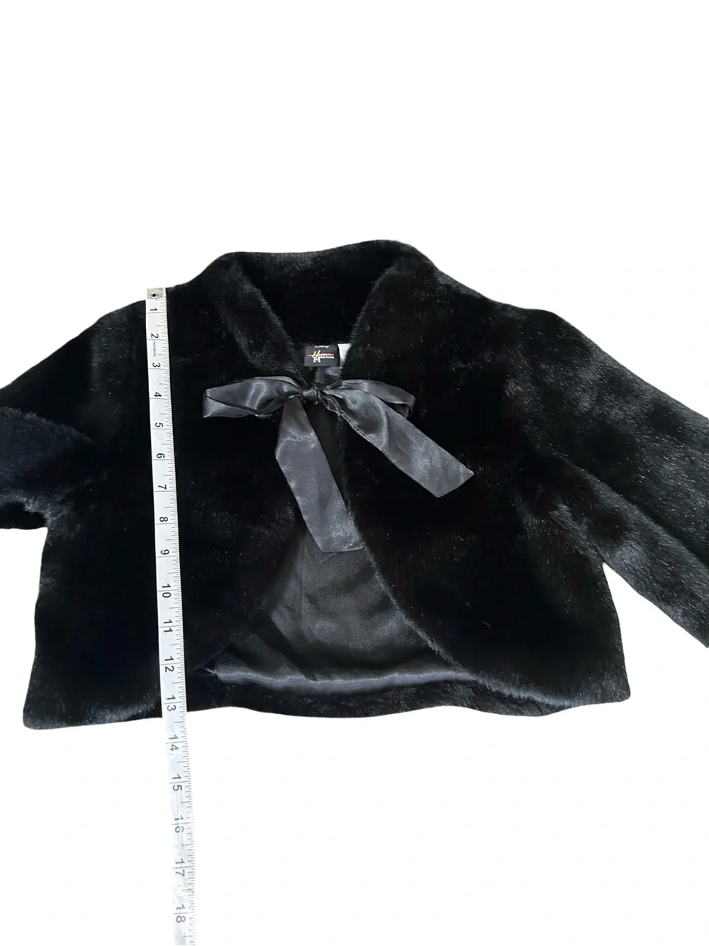Disney Hannah Montana Faux Fur Black Cropped Shrug Girls XL 16 Fits XS Petite
